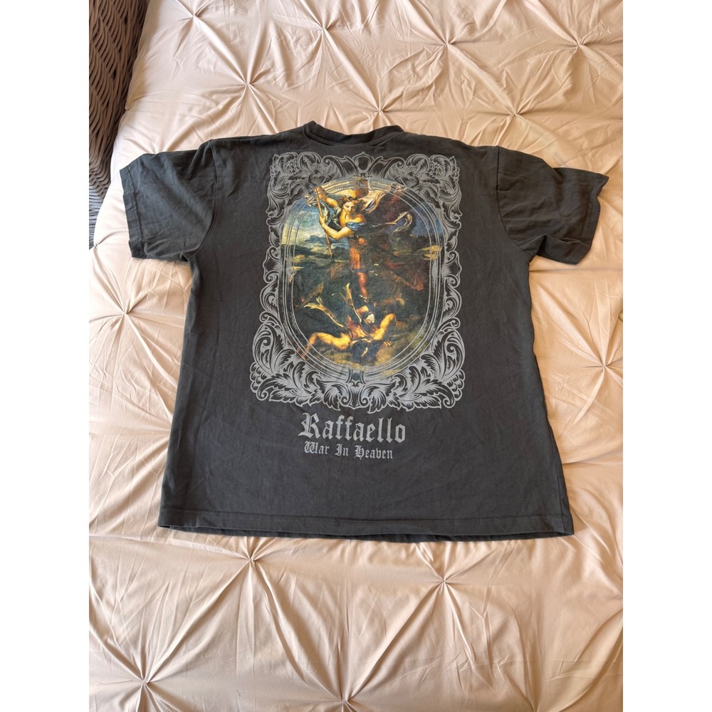 Rebel Vengeance Raffaello War In Heaven Graphic T-Shirt Mens XL Washed Black